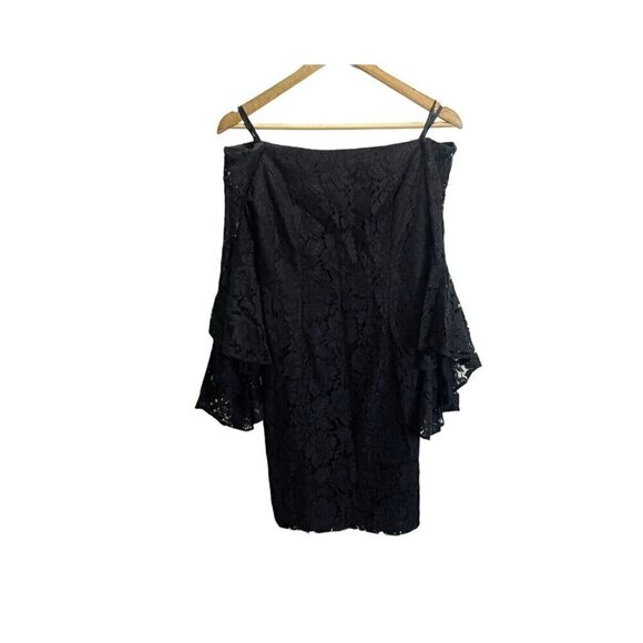 Chelsea28 Off the Shoulder Bell Sleeve Black Lace Cocktail Dress Size 2 - Picture 2 of 6